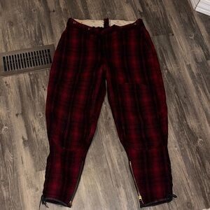 Vintage WOOLRICH Mackinaw Wool Hunting Pants Breech plaid Buffalo Oxblood SZ 32